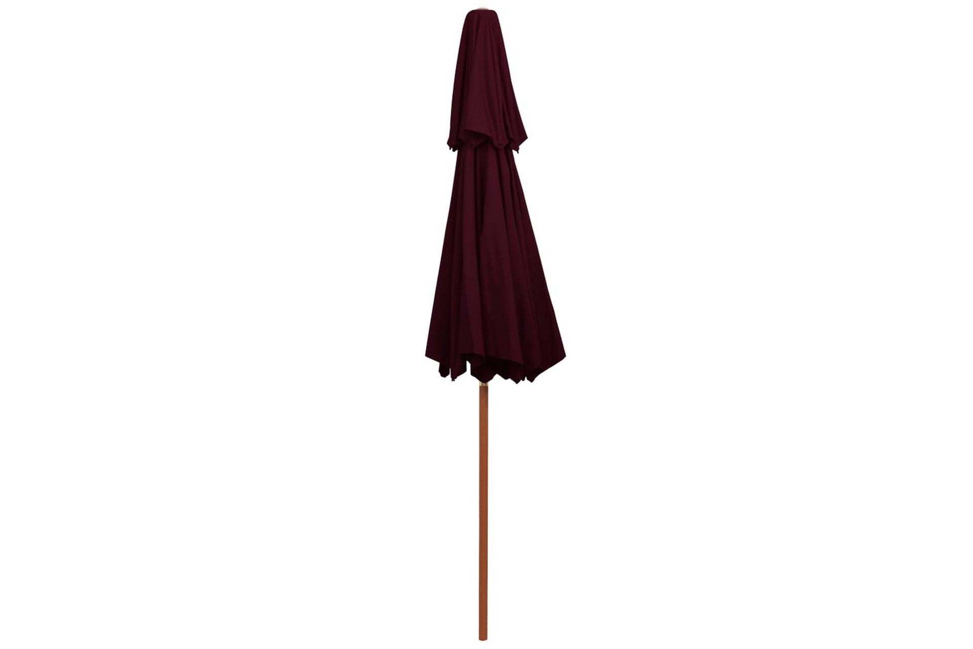 Dobbel parasoll med trestang 270 cm vinrød - Rød - Hagemøbler - Solbeskyttelse - Parasoller