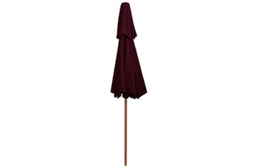 Dobbel parasoll med trestang 270 cm vinrød - Rød - Hagemøbler - Solbeskyttelse - Parasoller