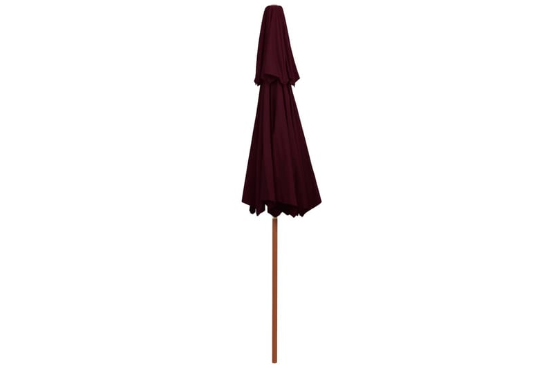 Dobbel parasoll med trestang 270 cm vinrød - Rød - Hagemøbler - Solbeskyttelse - Parasoller