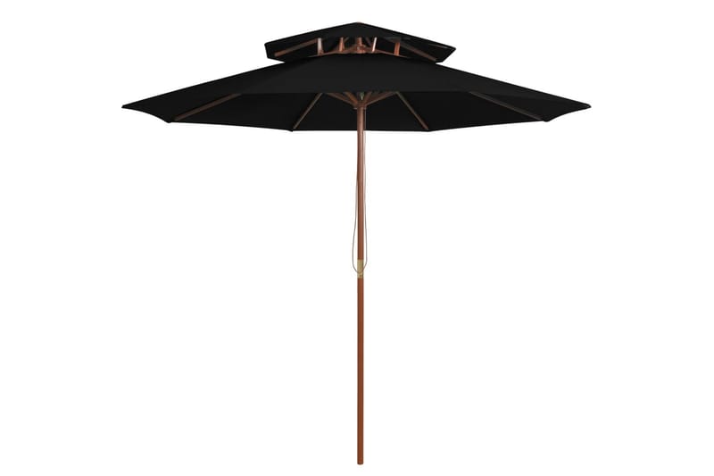 Dobbel parasoll med trestang 270 cm svart - Svart - Hagemøbler - Solbeskyttelse - Parasoller