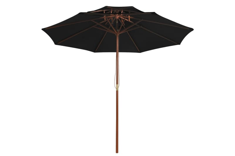 Dobbel parasoll med trestang 270 cm svart - Svart - Hagemøbler - Solbeskyttelse - Parasoller