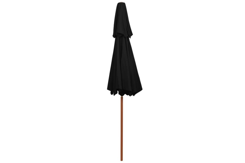 Dobbel parasoll med trestang 270 cm svart - Svart - Hagemøbler - Solbeskyttelse - Parasoller