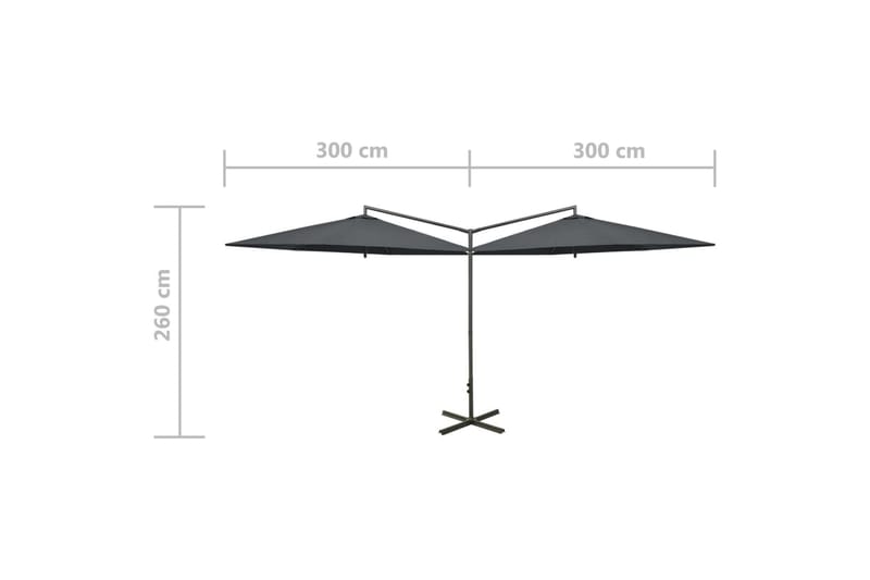 Dobbel parasoll med stålstolpe antrasitt 600 cm - Antrasittgrå - Hagemøbler - Solbeskyttelse - Parasoller