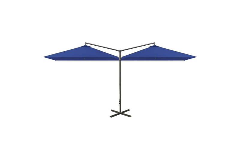 Dobbel parasoll med stålstolpe asurblå 600x300 cm - Blå - Hagemøbler - Solbeskyttelse - Parasoller