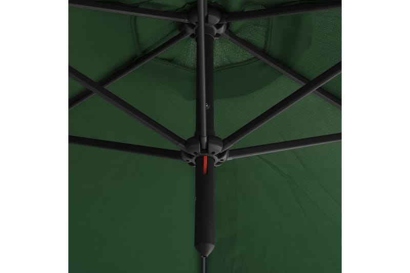 Dobbel parasoll med stålstolpe grønn 600 cm - Grønn - Hagemøbler - Solbeskyttelse - Parasoller