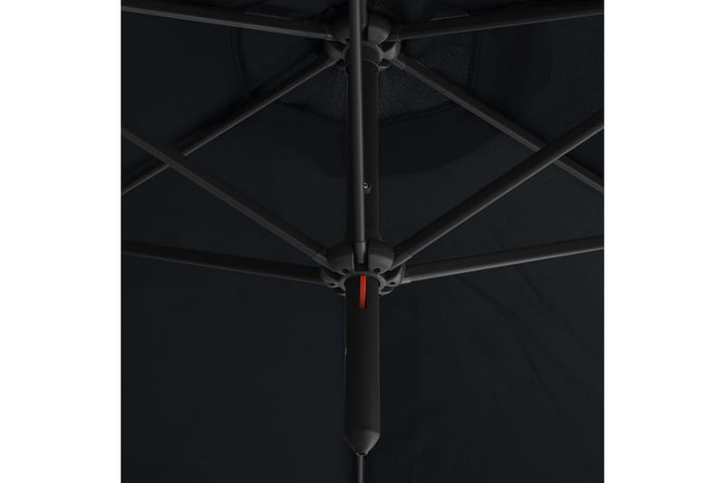 Dobbel parasoll med stålstolpe svart 600 cm - Svart - Parasoller