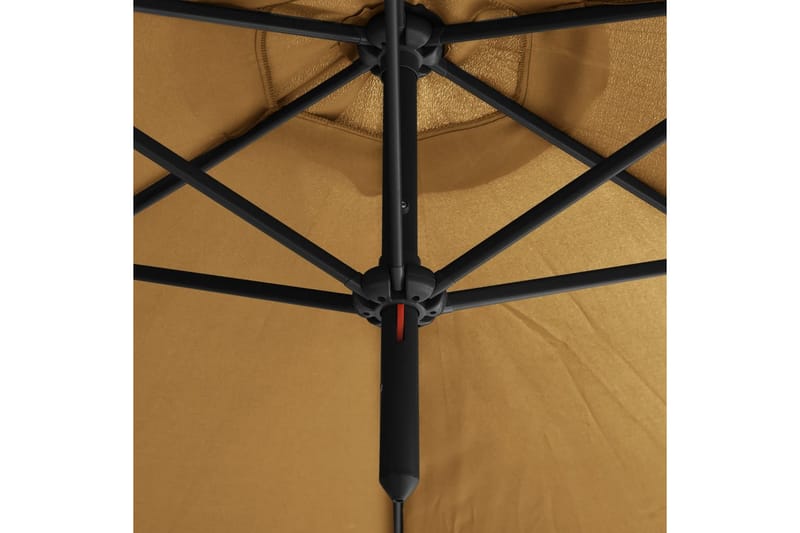 Dobbel parasoll med stålstolpe gråbrun 600 cm - Taupe - Parasoller