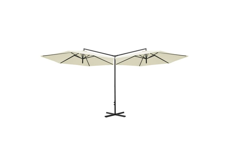 Dobbel parasoll med stålstolpe sand 600 cm - Parasoller