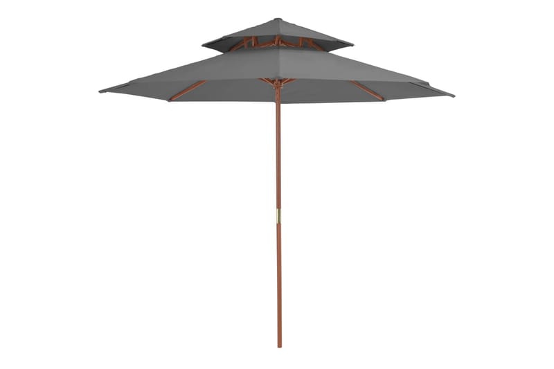 Dobbel parasoll med trestang 270 cm antrasitt - Parasoller