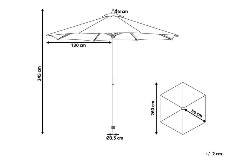 Ferentillo Parasoll 245 cm - Beige - Hagemøbler - Solbeskyttelse - Parasoller