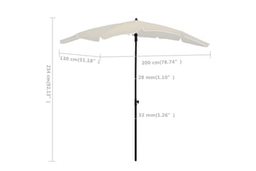 Hageparasoll med stang 200x130 cm sand - Krem - Hagemøbler - Solbeskyttelse - Parasoller