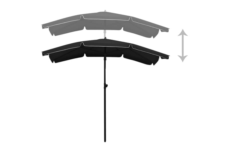 Hageparasoll med stang 200x130 cm svart - Svart - Hagemøbler - Solbeskyttelse - Parasoller