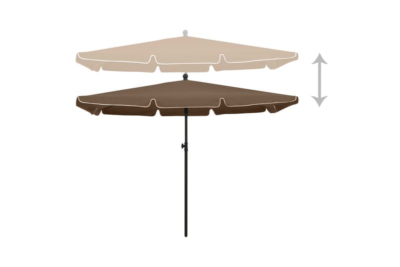 Hageparasoll med stang 210x140 cm gråbrun - Taupe - Parasoller