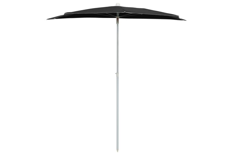 Halvrund parasoll med stang 180x90 cm svart - Svart - Hagemøbler - Solbeskyttelse - Parasoller