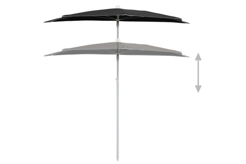 Halvrund parasoll med stang 180x90 cm svart - Svart - Hagemøbler - Solbeskyttelse - Parasoller