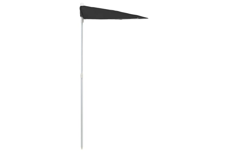 Halvrund parasoll med stang 180x90 cm svart - Svart - Hagemøbler - Solbeskyttelse - Parasoller