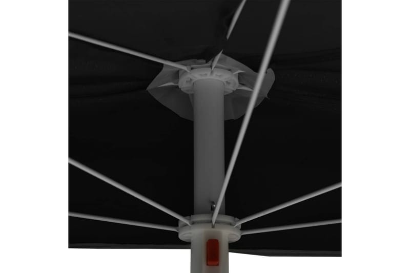 Halvrund parasoll med stang 180x90 cm svart - Svart - Hagemøbler - Solbeskyttelse - Parasoller