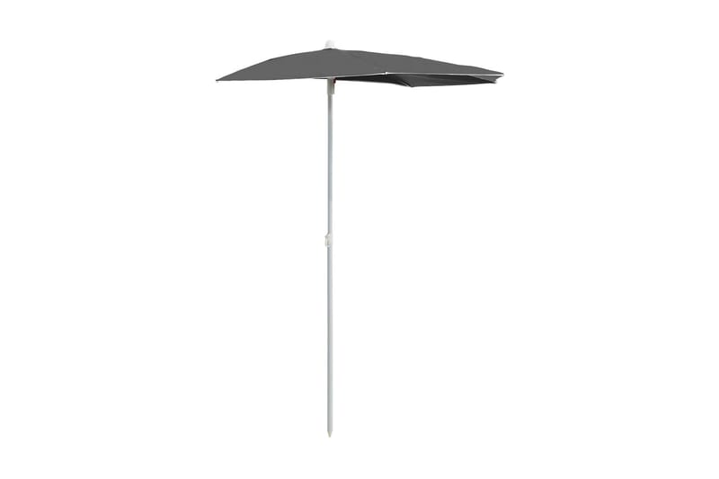 Halvrund parasoll med stang 180x90 cm antrasitt - Antrasittgrå - Hagemøbler - Solbeskyttelse - Parasoller