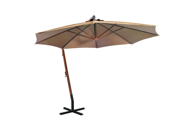 Hengende parasoll med stolpe gråbrun 3,5x2,9 m heltre gran - Taupe - Hagemøbler - Solbeskyttelse - Parasoller - Hengeparasoll