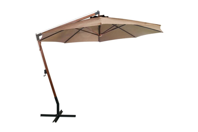 Hengende parasoll med stolpe gråbrun 3,5x2,9 m heltre gran - Taupe - Hagemøbler - Solbeskyttelse - Parasoller - Hengeparasoll