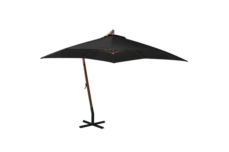 Hengende parasoll med stolpe svart 3x3 m heltre gran - Svart - Hengeparasoll