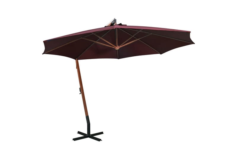 Hengende parasoll med stolpe vinrød 3,5x2,9 m heltre gran - Rød - Hengeparasoll