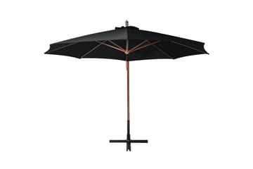 Hengende parasoll med stolpe svart 3,5x2,9 m heltre gran - Svart - Hagemøbler - Solbeskyttelse - Parasoller - Hengeparasoll
