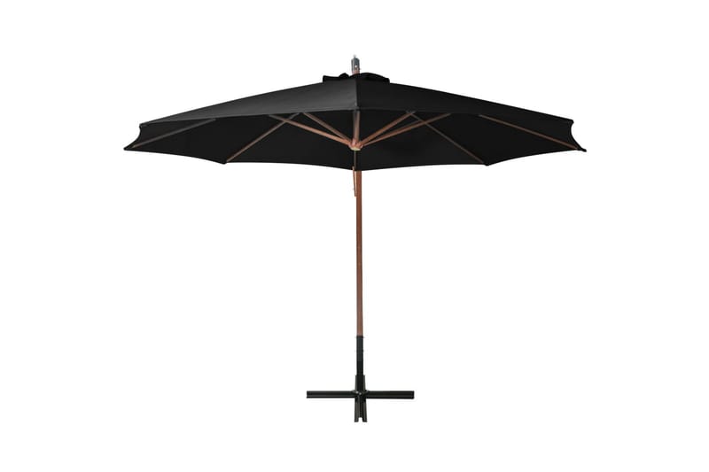 Hengende parasoll med stolpe svart 3,5x2,9 m heltre gran - Svart - Hagemøbler - Solbeskyttelse - Parasoller - Hengeparasoll