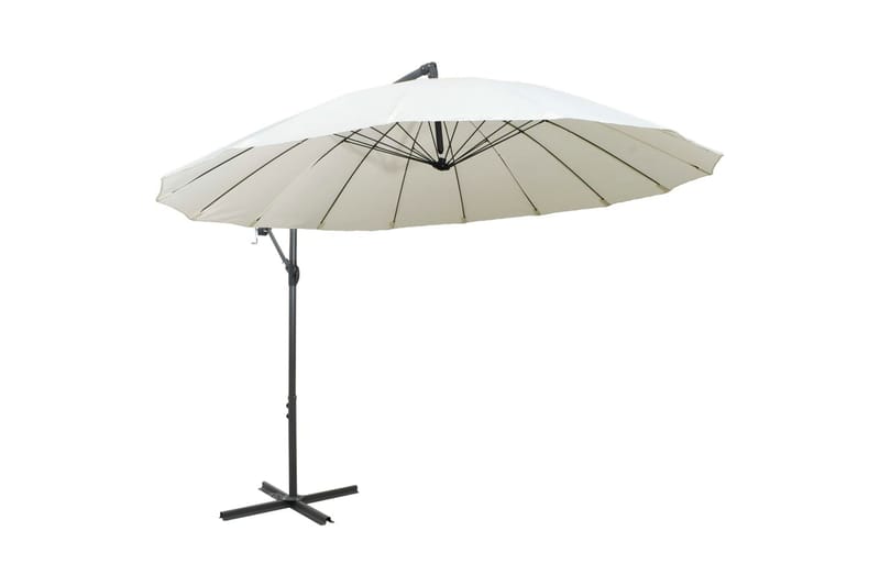 Hengeparasoll hvit 3 m aluminiumsstang - Hvit - Hagemøbler - Solbeskyttelse - Parasoller - Hengeparasoll