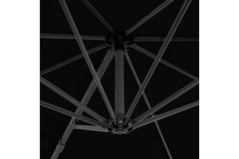 Hengeparasoll med aluminiumsstang 300 cm svart - Svart - Hengeparasoll