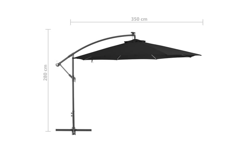 Hengeparasoll med aluminiumsstang 350 cm svart - Hagemøbler - Solbeskyttelse - Parasoller - Hengeparasoll