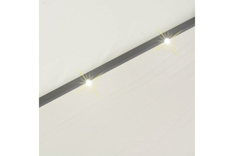 Hengeparasoll med LED-lys 300 cm sand metallstang - Sand - Hagemøbler - Solbeskyttelse - Parasoller - Hengeparasoll
