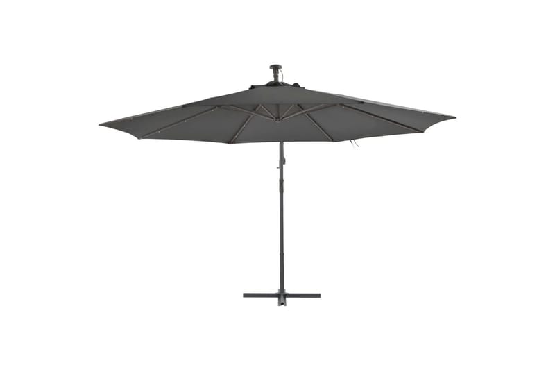 Hengeparasoll med LED-lys og metallstang 350 cm antrasitt - Hagemøbler - Solbeskyttelse - Parasoller - Hengeparasoll