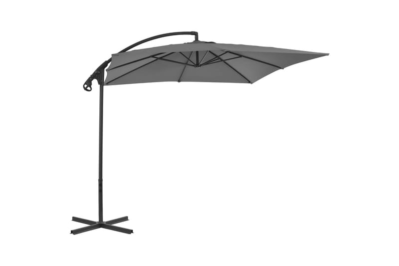 Hengeparasoll med stålstang 250x250 cm antrasitt - Hagemøbler - Solbeskyttelse - Parasoller - Hengeparasoll