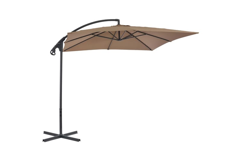 Hengeparasoll med stålstang 250x250 cm gråbrun - Hagemøbler - Solbeskyttelse - Parasoller - Hengeparasoll