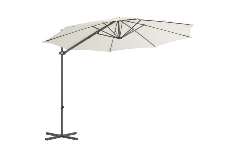 Hengeparasoll med stålstang 300 cm sand - Beige - Hagemøbler - Solbeskyttelse - Parasoller - Hengeparasoll