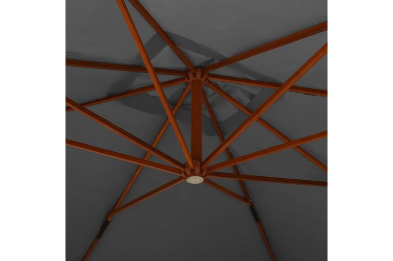Hengeparasoll med trestang 400x300 cm antrasitt - Antrasittgrå - Hengeparasoll