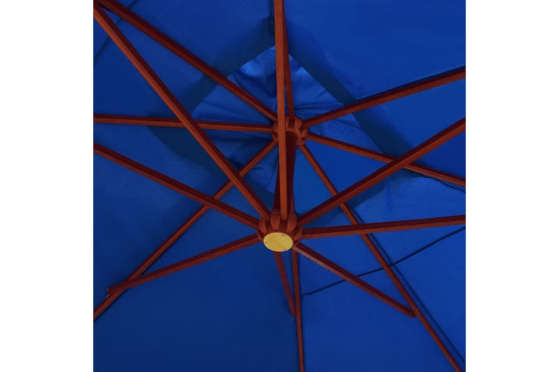 Hengeparasoll med trestang 400x300 cm blå - Blå - Hengeparasoll