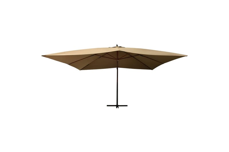 Hengeparasoll med trestang 400x300 cm gråbrun - Taupe - Hagemøbler - Solbeskyttelse - Parasoller - Hengeparasoll