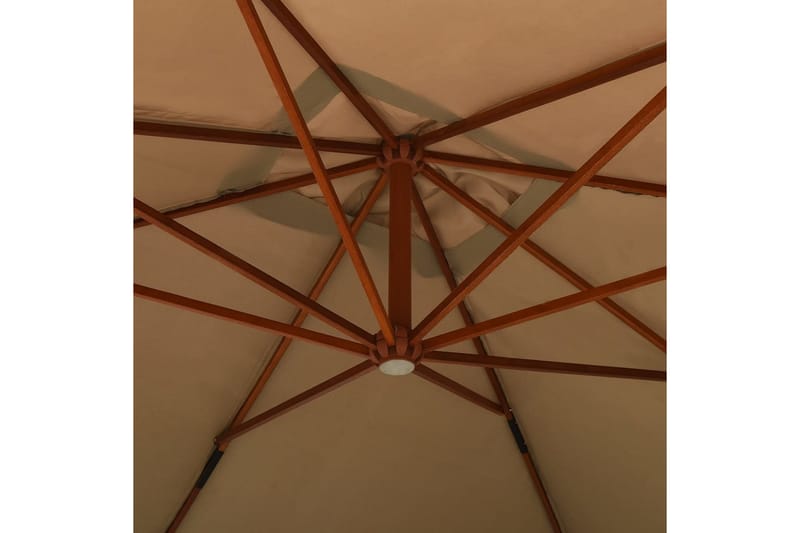 Hengeparasoll med trestang 400x300 cm gråbrun - Taupe - Hagemøbler - Solbeskyttelse - Parasoller - Hengeparasoll