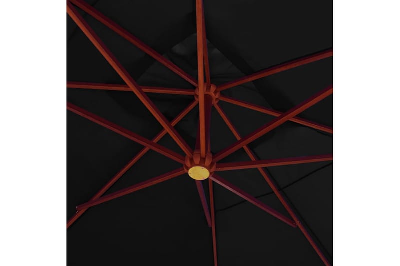 Hengeparasoll med trestang 400x300 cm svart - Svart - Hengeparasoll