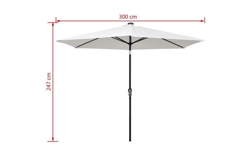 LED Parasoll 3 m sandhvit fritthengende - Sandhvit - Hagemøbler - Solbeskyttelse - Parasoller - Hengeparasoll