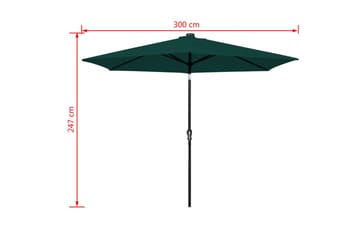 LED Parasoll 3 m grønn fritthengende - Grønn - Hagemøbler - Solbeskyttelse - Parasoller - Hengeparasoll
