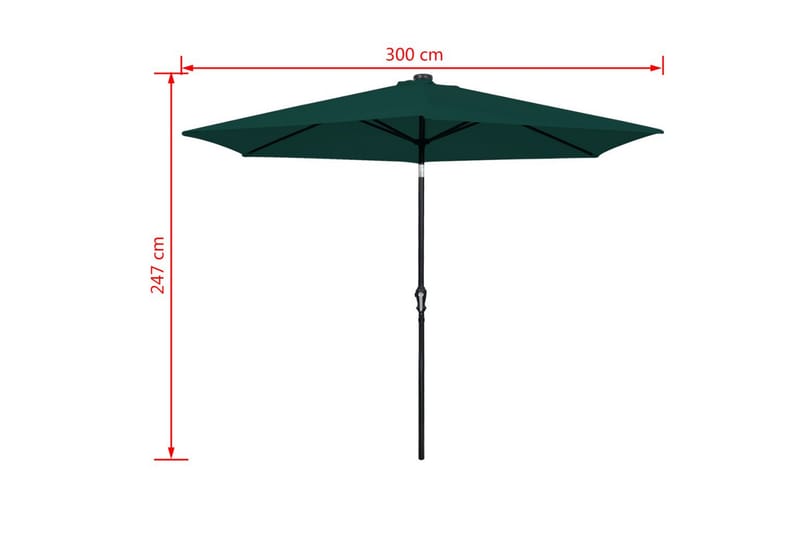 LED Parasoll 3 m grønn fritthengende - Grønn - Hengeparasoll