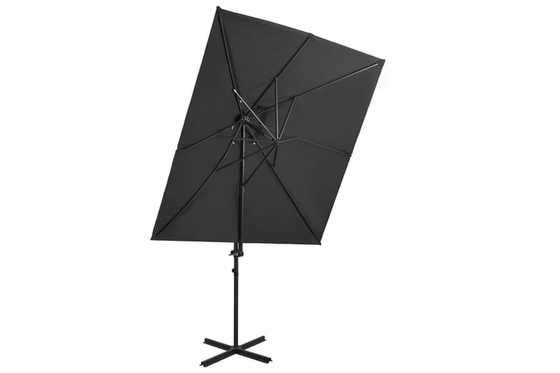 Hengeparasoll med dobbel topp 250x250 cm antrasitt - Antrasittgrå - Hagemøbler - Solbeskyttelse - Parasoller