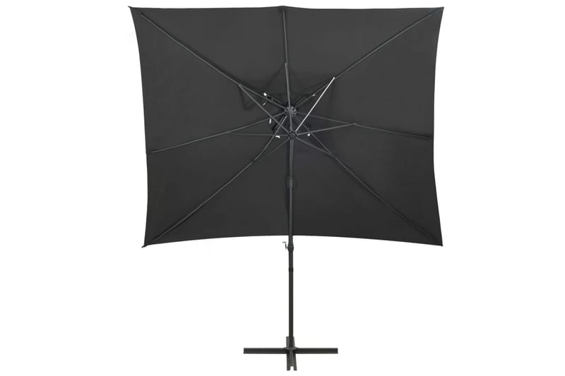 Hengeparasoll med dobbel topp 250x250 cm antrasitt - Antrasittgrå - Hagemøbler - Solbeskyttelse - Parasoller
