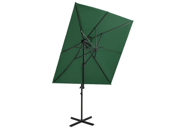 Hengeparasoll med dobbel topp 250x250 cm grønn - Grønn - Hagemøbler - Solbeskyttelse - Parasoller