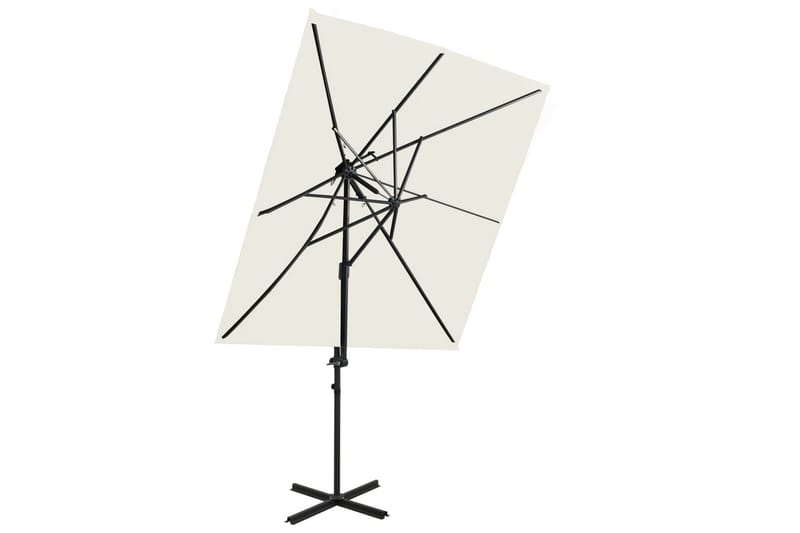 Hengeparasoll med dobbel topp 250x250 cm sand - Hagemøbler - Solbeskyttelse - Parasoller