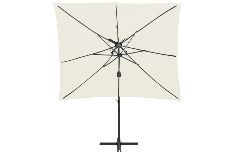 Hengeparasoll med dobbel topp 250x250 cm sand - Hagemøbler - Solbeskyttelse - Parasoller