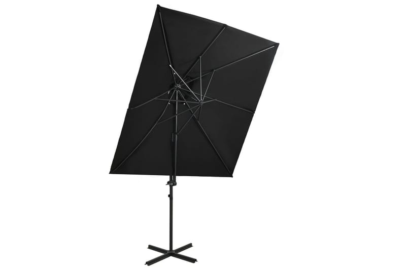 Hengeparasoll med dobbel topp 250x250 cm svart - Svart - Hagemøbler - Solbeskyttelse - Parasoller